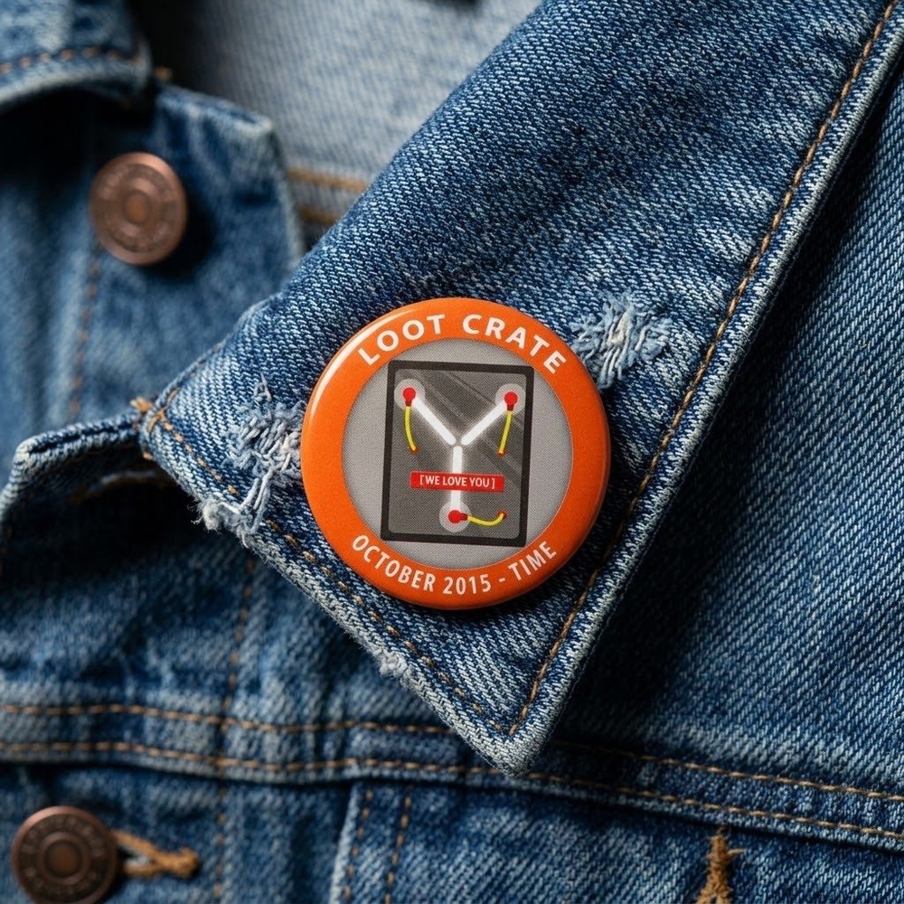 Loot Crate October 2015 Time Flux Capacitor Back to the Future Pin Badge Orange